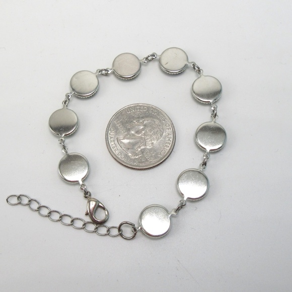 Peacock print photo glass chain link bracelet in silver tone setting - NEW - Picture 6 of 6